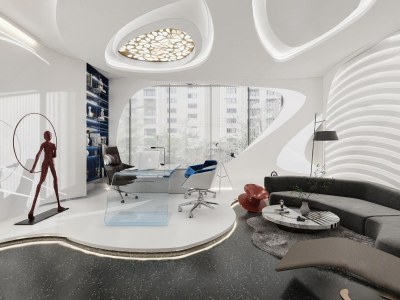 现代时尚总经理办公室3D模型下载